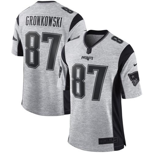 Nike Patriots #87 Rob Gronkowski Gray Men's Stitched NFL Limited Gridiron Gray II Jersey - Click Image to Close
